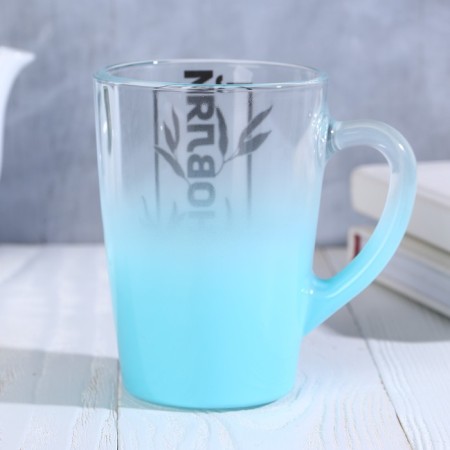 Glass mug with a gradient and drawing "Inspiration", 300 ml-1