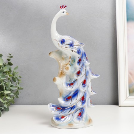 Souvenir Ceramics "Pavlin on a tree" Blue with gold 29x12x7.3 cm-2