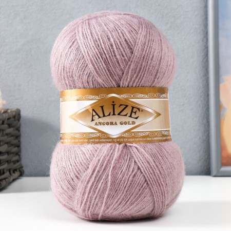 Yarn "Angora Gold" 20%wool, 80%acrylic 550m/100g (163 gray rose)