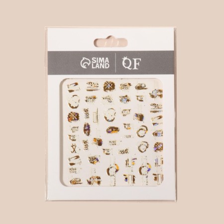 Nail stickers “Oh, everything!”, Metallized, white/golden color-2