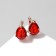 Earrings with rhinestones "Edel" drop ideal, red color in pink gold