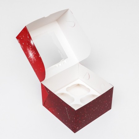 Packaging for 4 cupcakes with the window "Happy holiday!", 16 x 16 x 10 cm-5