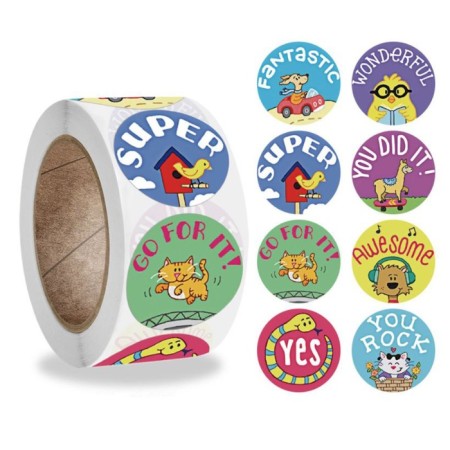 Stick Paper "Motivating animals" d = 2.5 cm 500 pcs in a roll 3x6x6 cm