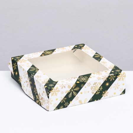 Folding box with the window "Snowflake", 15 x 15 x 4 cm-1