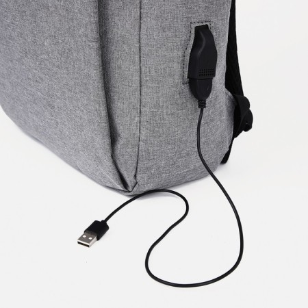 Men's backpack on a zipper, 4 outer pockets, with USB, gray color-5