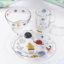A set of children's dishes of the Kosmos shares, 3 subjects: a bowl of 450 ml, a plate d = 20 cm, a mug 200 ml