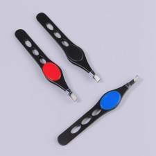 Pinzet begged, narrow, with a rubber insert, 9.5 cm, color mix