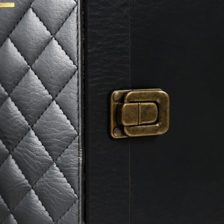 Casket Wood, leatherette for 2 bottles "Black Black" 4 items 34.5x19.5x12 cm-2
