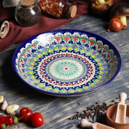 Largan Rishtan ceramics "Patterns", 25 cm, blue