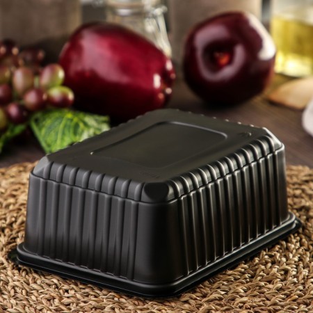 Container Plastic disposable "Yuzhuralpak", KR-179, 1000 GR, 17.9 × 13.2 × 6.7 cm, black color-1