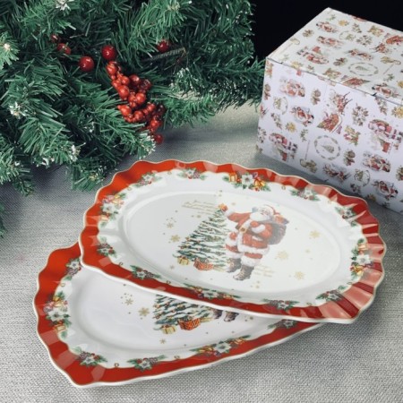 A set of 2 oval dishes Lenardi, 25 cm, New Year's print