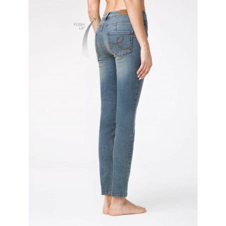 Women's jeans modeling with high planting Contte Elegant, XS size, MID Blue color-1