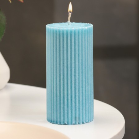 Candle-cylinder with faces, 5x10 cm, Niva, 6 hours