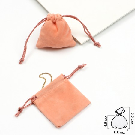 Velvet bag, 5.5 × 5.5, peach color