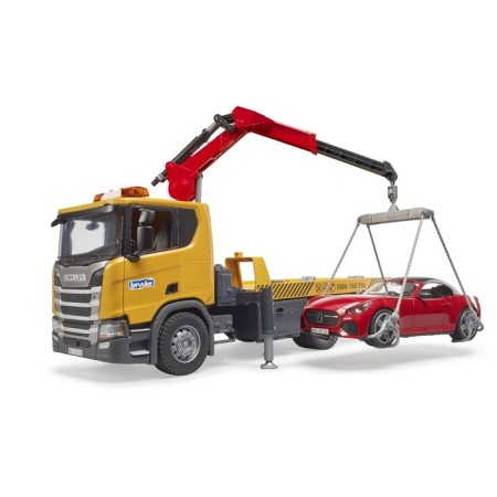 Эвакуатор Bruder Scania, со спортивным автомобилем-2