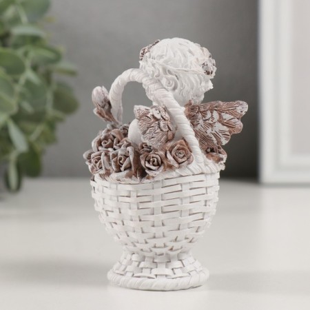 Polystone souvenir "Angel in the basket of roses" Coffee wreath 7x6x10 cm-2