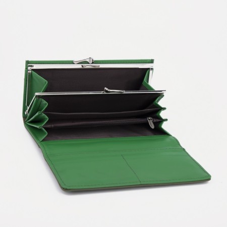 Women's wallet on magnets, green color-2