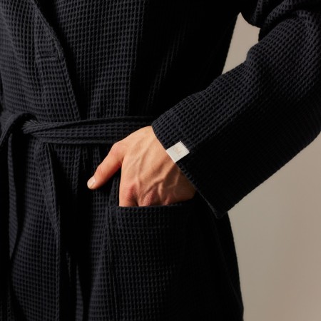 Wafel dressing gown men SL Home: Basic "Dark Mare", size S, 100% cotton, 300 g/m2-5