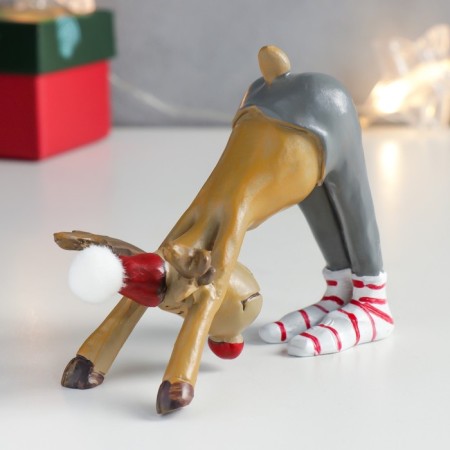 Souvenir Polystone "Deer - Yog. Adho Mukha Schwanasan" 8.5x5x10 cm-3