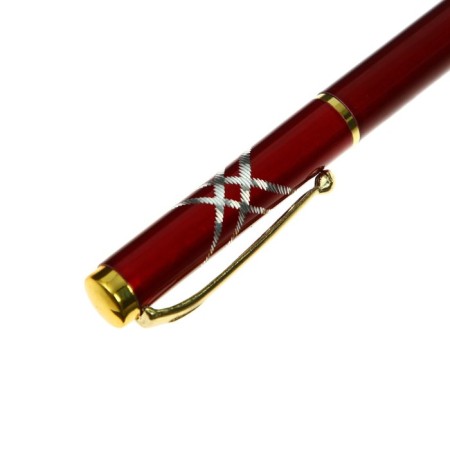 Gift handle, ball "bark" in a plastic case, rotary, red body with gold-5