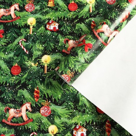 Glossy packaging paper "New Year tree", 70 x 100 cm, New Year-1