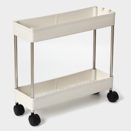 2-tier eve on wheels, 40 × 13 × 31 cm, white color