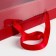 Gift box with a bow, handles and a transparent lid 35 x 21 x 15 cm red