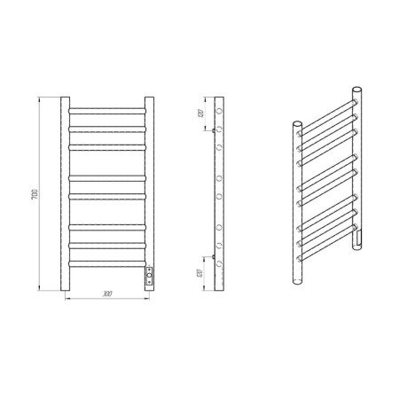 Two electric heated towers Laris lavender Cheka, 300x700 mm, 8 crossbars, right, white-8