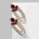 Earrings with “Party” rhinestones, 5 rows, red-white color in gold