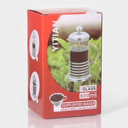 Teapot of the firefield - press "Seikho", 600 ml, glass, stainless steel-4
