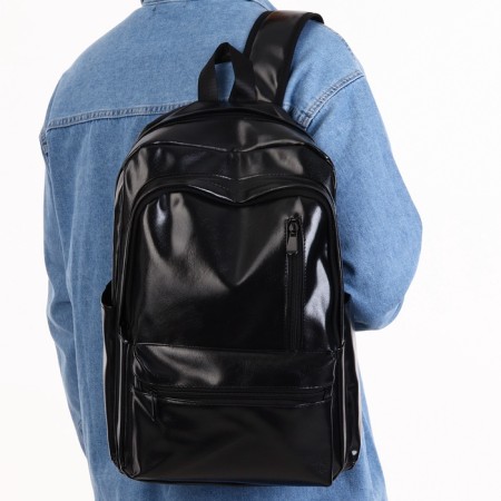 City backpack on a zipper, black color-6