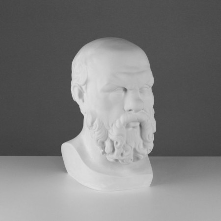 Gypsum figure Socrates head, 20 x 20 x 38.5 cm