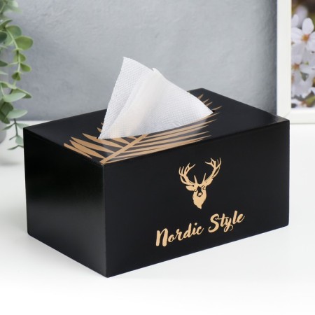 MDF box for napkins "Golden Deer" black 10x13x20 cm