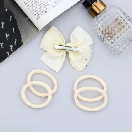 Hair set "Baby" (4 elastic bands, 1 clamp) shine, white-yellow-2