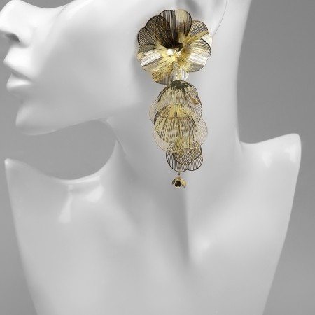 Earrings hanging "flower" catlaya, color gold, 10cm-3