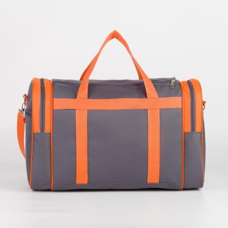 Sports bag with lightning, without lining, 3 outer pockets, gray/orange color-1