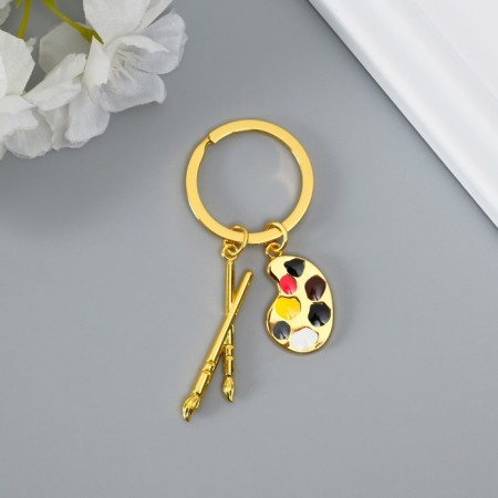 Metal keychain "for the artist - brushes and palette" gold, silver 7.7 cm-3
