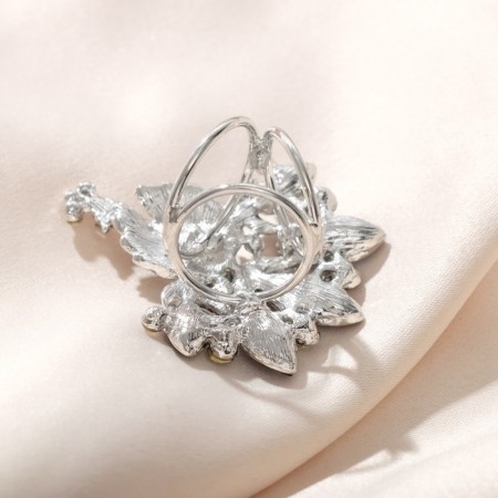 Ring for the scarf "peacock", white-blue color in silver-2