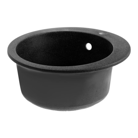 Sink for a kitchen made of stone Zein 510/Q4, D = 507 mm, round, overflow, black color black-4