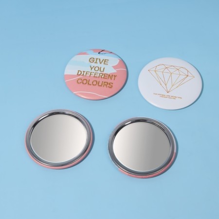 Mirror "Inscriptions", D 7.5 cm, artificial leather, Mix drawing-3