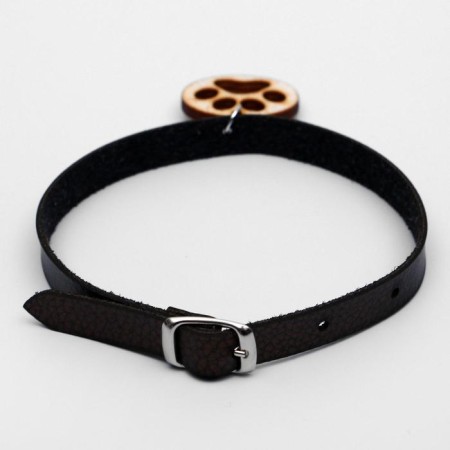 Decorative leather collar with a pendant-varnish (tree), 34 x 1 cm, mix of flowers-2