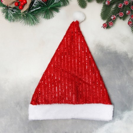 New Year's cap "shimmering stripes" 30x36 cm, red
