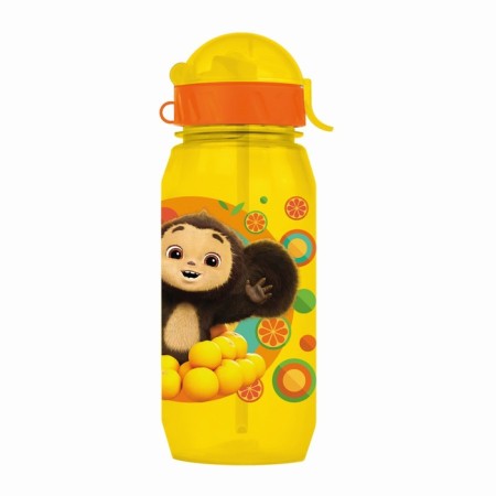 Baby bottle with silicone tube "Cheburashka", 400 ml., With a lace, color and drawing mix