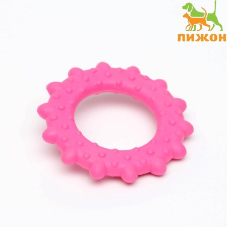 Chewing toy "Ring with spikes", tpr, 8.5 cm, pink