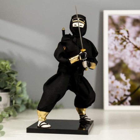 Collectible doll "Black ninja with a sword" 25x12.5x12.5 cm