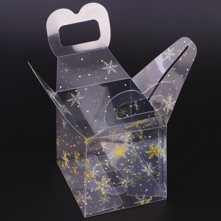 New Year. Box Gift New Year Folding PVC "Snowflakes" 7 x 7 x 7 cm.-3