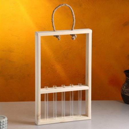 Kashpo wooden 26 × 5 × 40 cm with 5 flasks 15 cm "Extra Slim frame", we give the handle beautifully