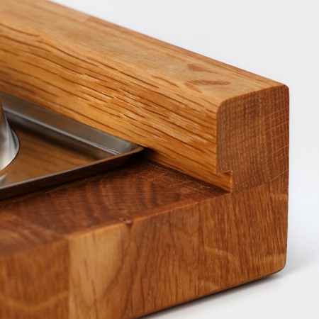 Board cutting end magistro, oak, with metallic gastrointestinal capacity, 30.5 × 16.5 × 5 cm, in a craft box-13