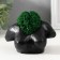 Kashpo concrete "Bust" with moss 6.5x11cm black (moss green stabilized)