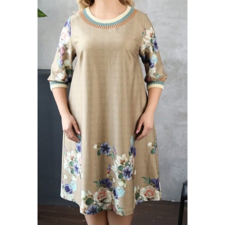 Female dress, size 52, beige color-3
